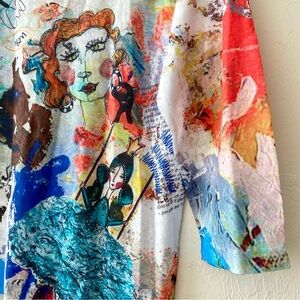 INOAH Colorful Whimsical Abstract Faces Women Scribbles Graphic Print Tunic, M